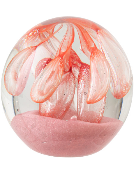 Presse-papier boule en verre orange et rose clair 10 cm...