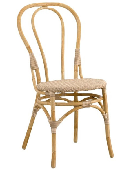 Chaise de jardin bistrot naturel aluminium et fibre synthétique 45 x 56 x 88 cm Lulu