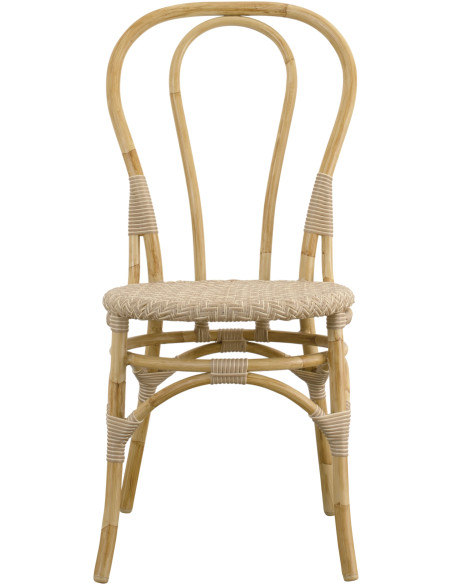 Chaise de jardin bistrot naturel aluminium et fibre synthétique 45 x 56 x 88 cm Lulu