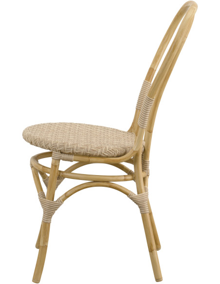 Chaise de jardin bistrot naturel aluminium et fibre synthétique 45 x 56 x 88 cm Lulu