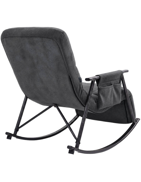 Fauteuil à bascule relax gris foncé en velours Calmae