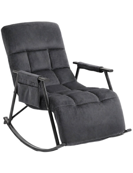 Fauteuil à bascule relax gris foncé en velours Calmae