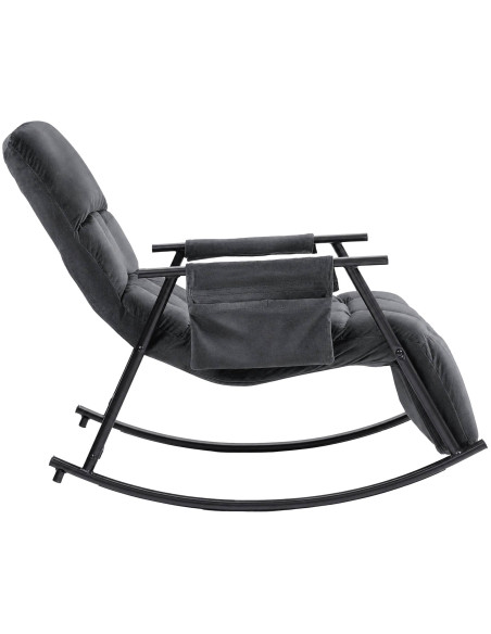 Fauteuil à bascule relax gris foncé en velours Calmae