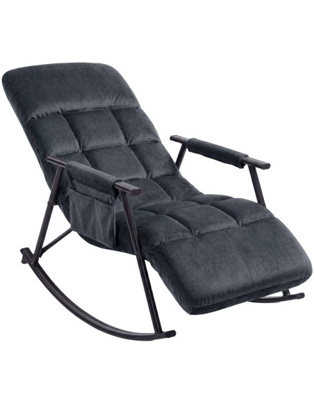 Fauteuil à bascule relax gris foncé en velours Calmae