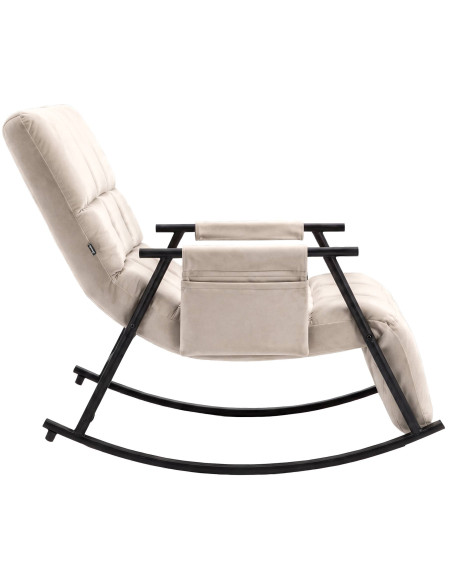 Fauteuil à bascule relax crème en velours Calmae