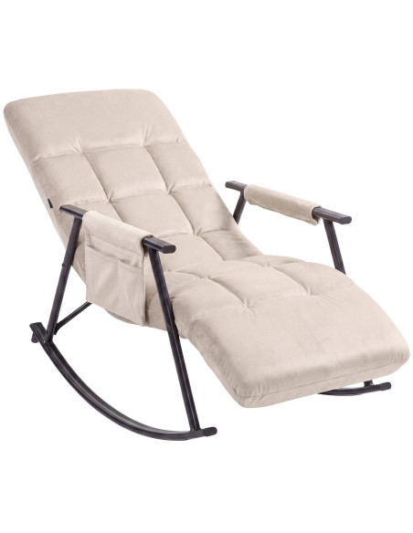Fauteuil à bascule relax crème en velours Calmae