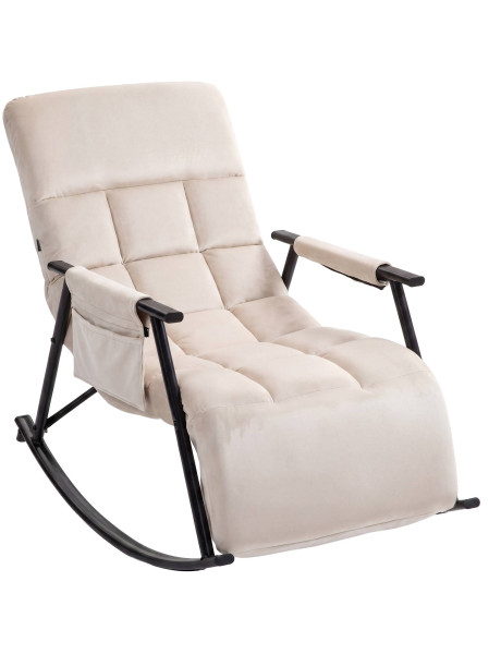 Fauteuil à bascule relax crème en velours Calmae