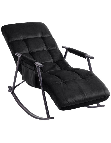 Fauteuil à bascule relax noir en velours Calmae