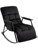 Fauteuil à bascule relax noir en velours Calmae