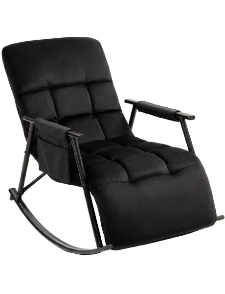 Fauteuil à bascule relax noir en velours Calmae