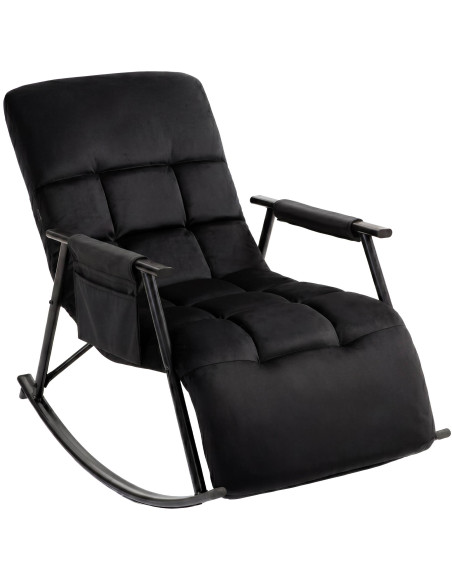 Fauteuil à bascule relax noir en velours Calmae