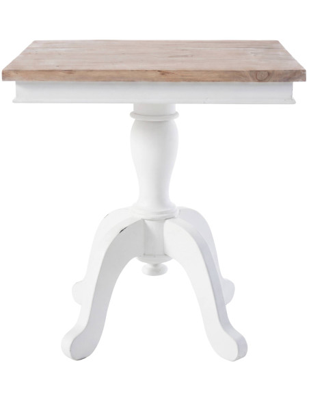 Table d’appoint carrée naturel et blanc en bois de mindi 70 x 70 x 75 cm Wissal