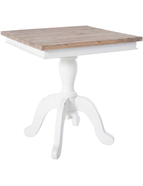 Table d’appoint carrée naturel et blanc en bois de mindi...