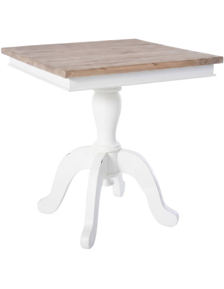 Table d’appoint carrée naturel et blanc en bois de mindi 70 x 70 x 75 cm Wissal