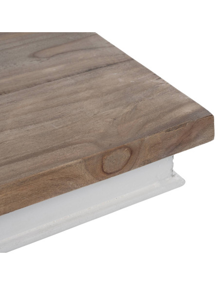 Table d’appoint carrée naturel et blanc en bois de mindi 70 x 70 x 75 cm Wissal