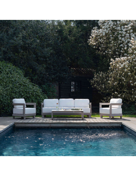 Salon de jardin aluminium taupe 5 places avec table basse 125 cm Carlossa