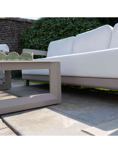 Salon de jardin aluminium taupe 5 places avec table basse 125 cm Carlossa