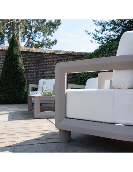 Salon de jardin aluminium taupe 5 places avec table basse 125 cm Carlossa
