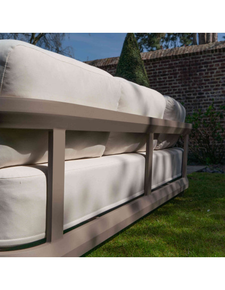 Salon de jardin aluminium taupe 5 places avec table basse 125 cm Carlossa