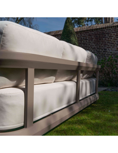 Salon de jardin aluminium taupe 5 places avec table basse 125 cm Carlossa