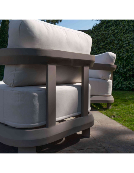 Salon de jardin aluminium taupe 5 places avec table basse 125 cm Carlossa