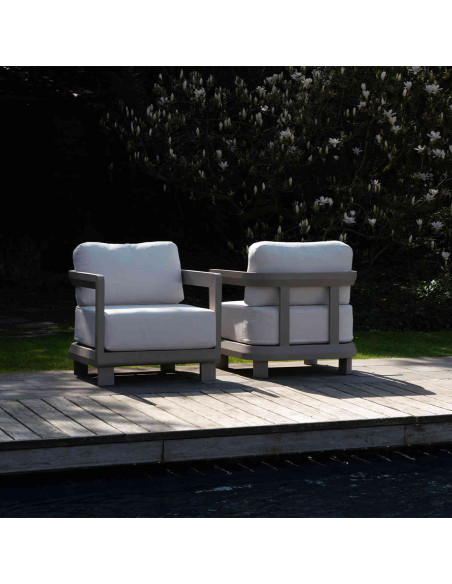 Salon de jardin aluminium taupe 5 places avec table basse 125 cm Carlossa