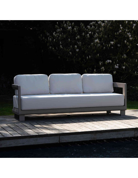 Salon de jardin aluminium taupe 5 places avec table basse 125 cm Carlossa