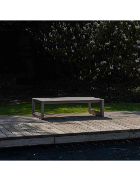 Salon de jardin aluminium taupe 5 places avec table basse 125 cm Carlossa