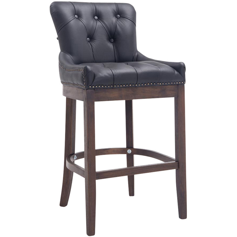 Tabouret de bar noir en cuir...