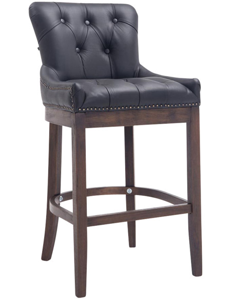 Tabouret de bar noir en cuir véritable capitonné 55 x 57 x 109 cm Ardelle