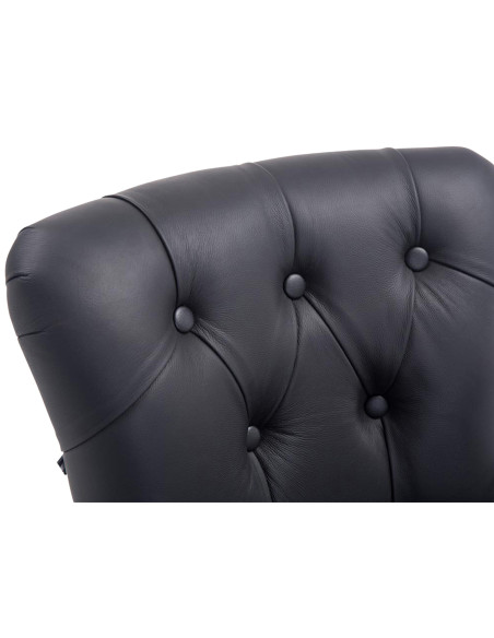 Tabouret de bar noir en cuir véritable capitonné 55 x 57 x 109 cm Ardelle