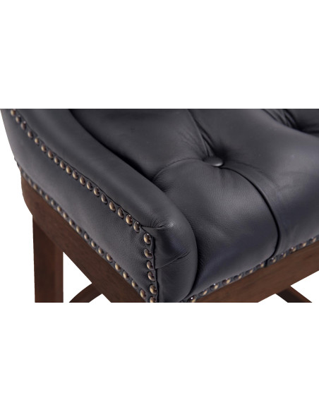 Tabouret de bar noir en cuir véritable capitonné 55 x 57 x 109 cm Ardelle