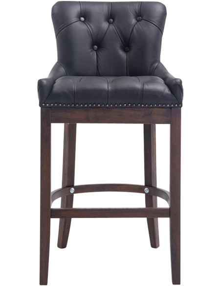 Tabouret de bar noir en cuir véritable capitonné 55 x 57 x 109 cm Ardelle