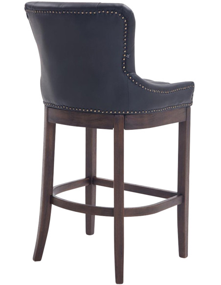 Tabouret de bar noir en cuir véritable capitonné 55 x 57 x 109 cm Ardelle