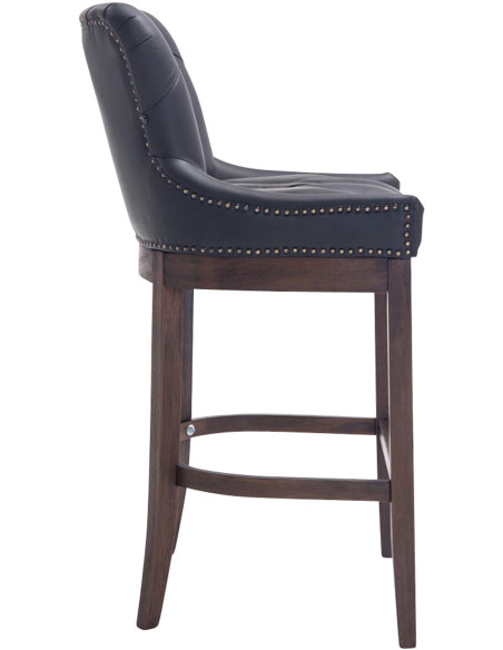 Tabouret de bar noir en cuir véritable capitonné 55 x 57 x 109 cm Ardelle