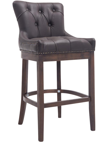 Tabouret de bar marron foncé en cuir véritable capitonné...