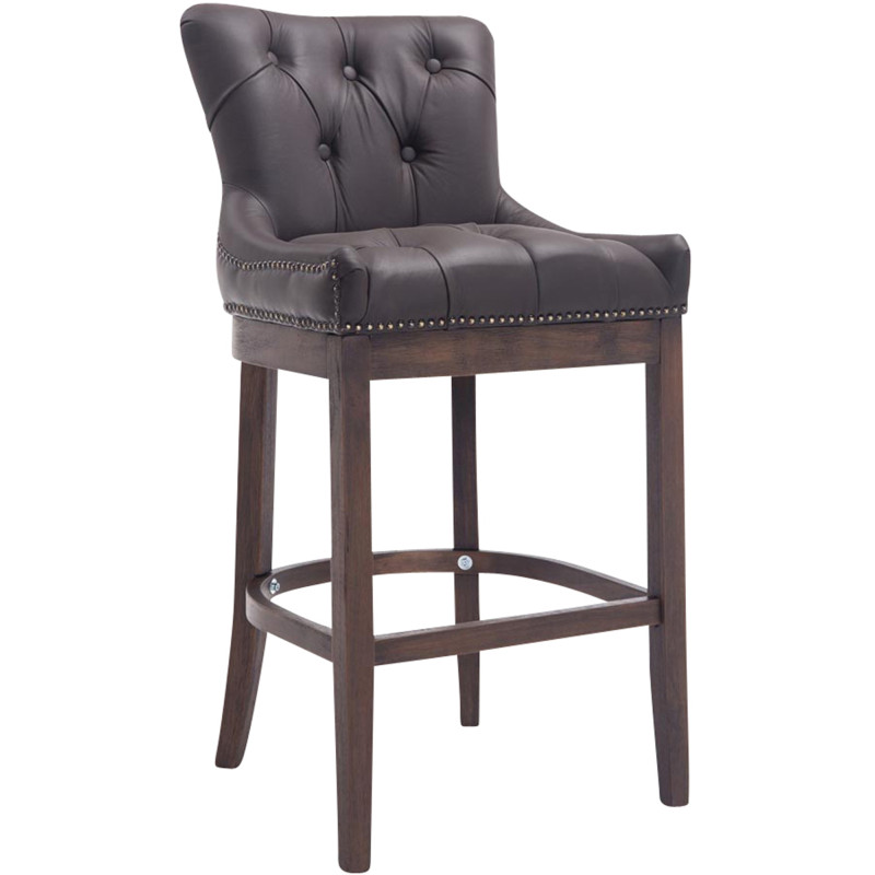 Tabouret de bar marron foncé en cuir...