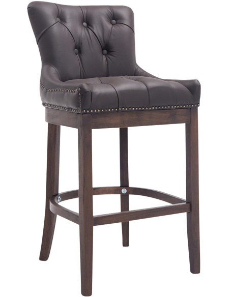 Tabouret de bar marron foncé en cuir véritable capitonné 55 x 57 x 109 cm Ardelle