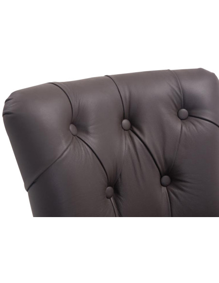 Tabouret de bar marron foncé en cuir véritable capitonné 55 x 57 x 109 cm Ardelle