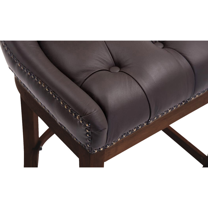 Tabouret de bar marron foncé en cuir...