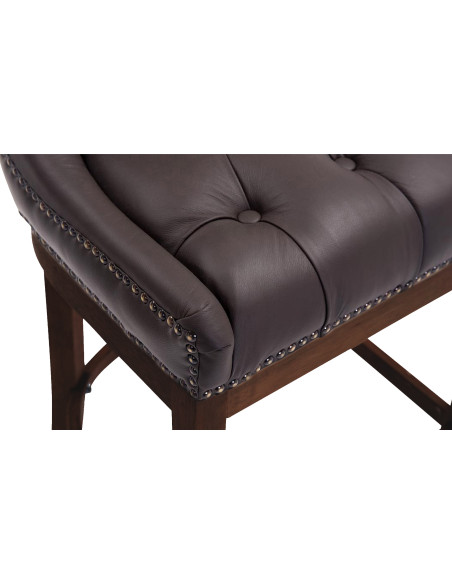 Tabouret de bar marron foncé en cuir véritable capitonné 55 x 57 x 109 cm Ardelle