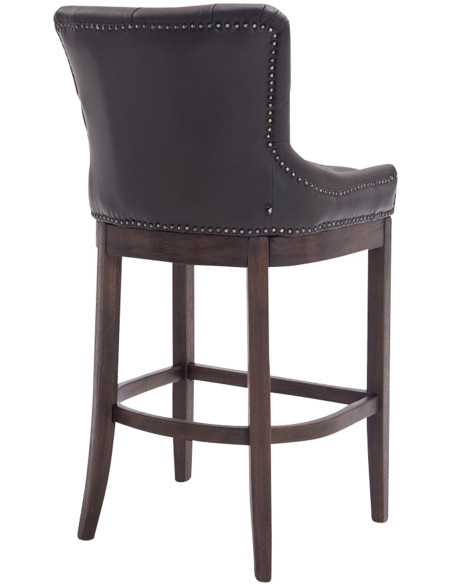 Tabouret de bar marron foncé en cuir véritable capitonné 55 x 57 x 109 cm Ardelle