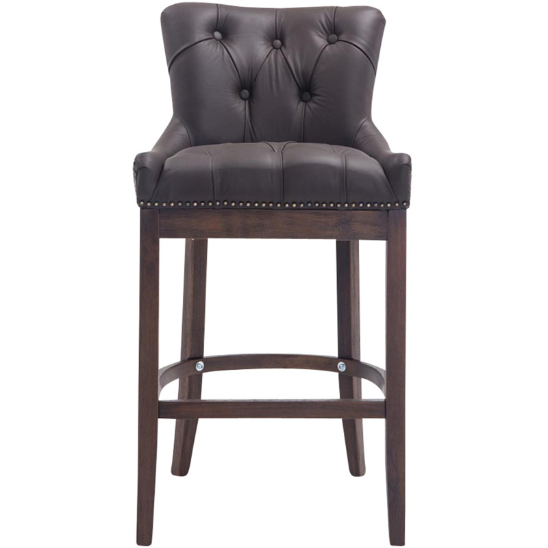 Tabouret de bar marron foncé en cuir...