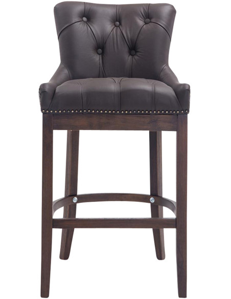 Tabouret de bar marron foncé en cuir véritable capitonné 55 x 57 x 109 cm Ardelle
