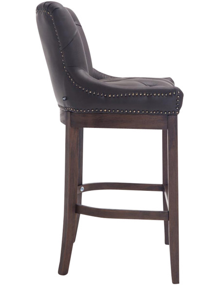 Tabouret de bar marron foncé en cuir véritable capitonné 55 x 57 x 109 cm Ardelle