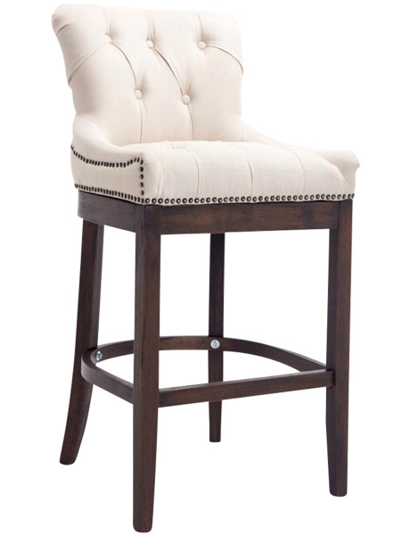 Tabouret de bar crème en tissu capitonné 55 x 57 x 109 cm...