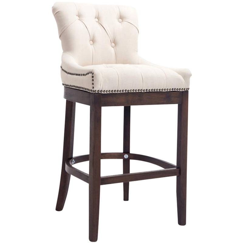 Tabouret de bar crème en tissu...