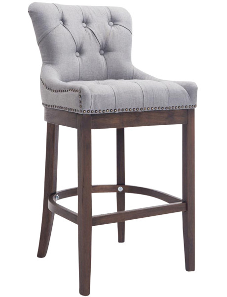 Tabouret de bar gris clair en tissu capitonné 55 x 57 x...