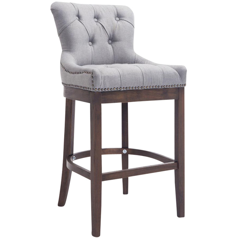 Tabouret de bar gris clair en tissu...