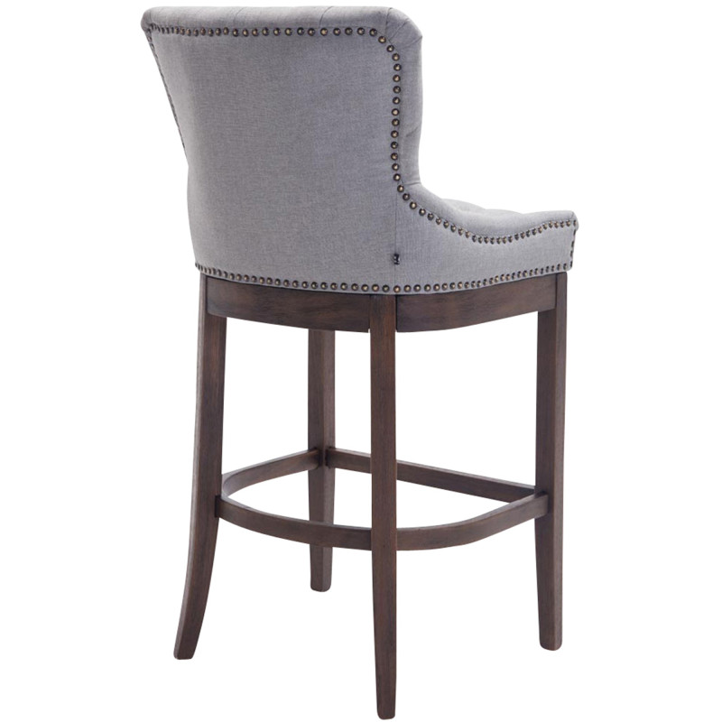 Tabouret de bar gris clair en tissu...